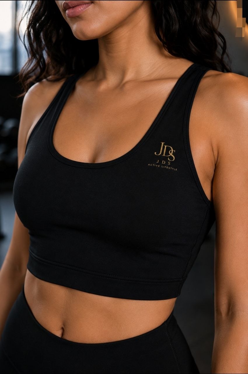 JDS Signature U-back träningsbh – svart och guld