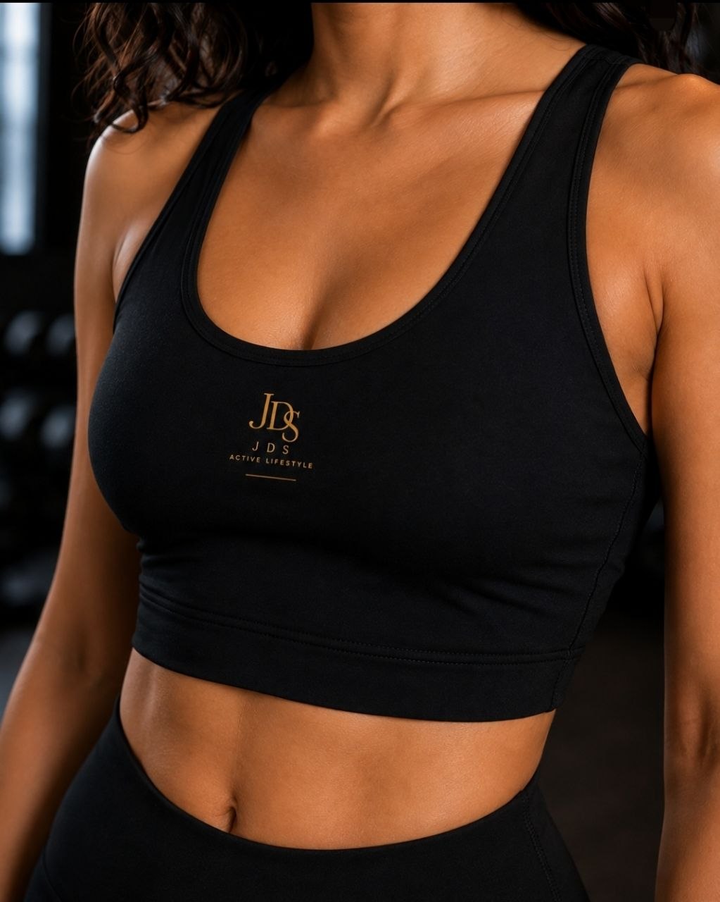 JDS Activewear Women's Sports Bra – Black Performance Crop Top